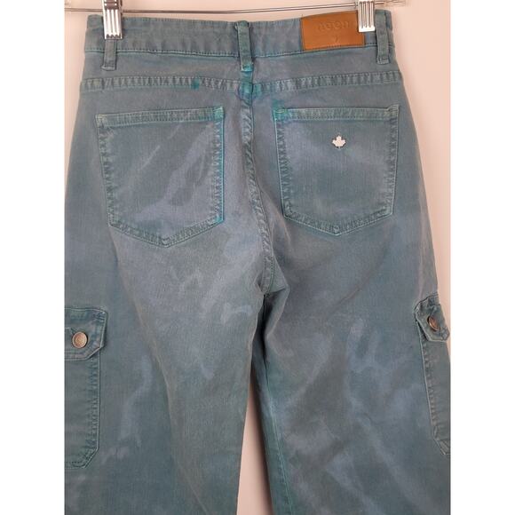 Noon Cargo Culotte Kids Jeans Teal Green Size 24x26.5 EU 32 - Picture 7 of 10